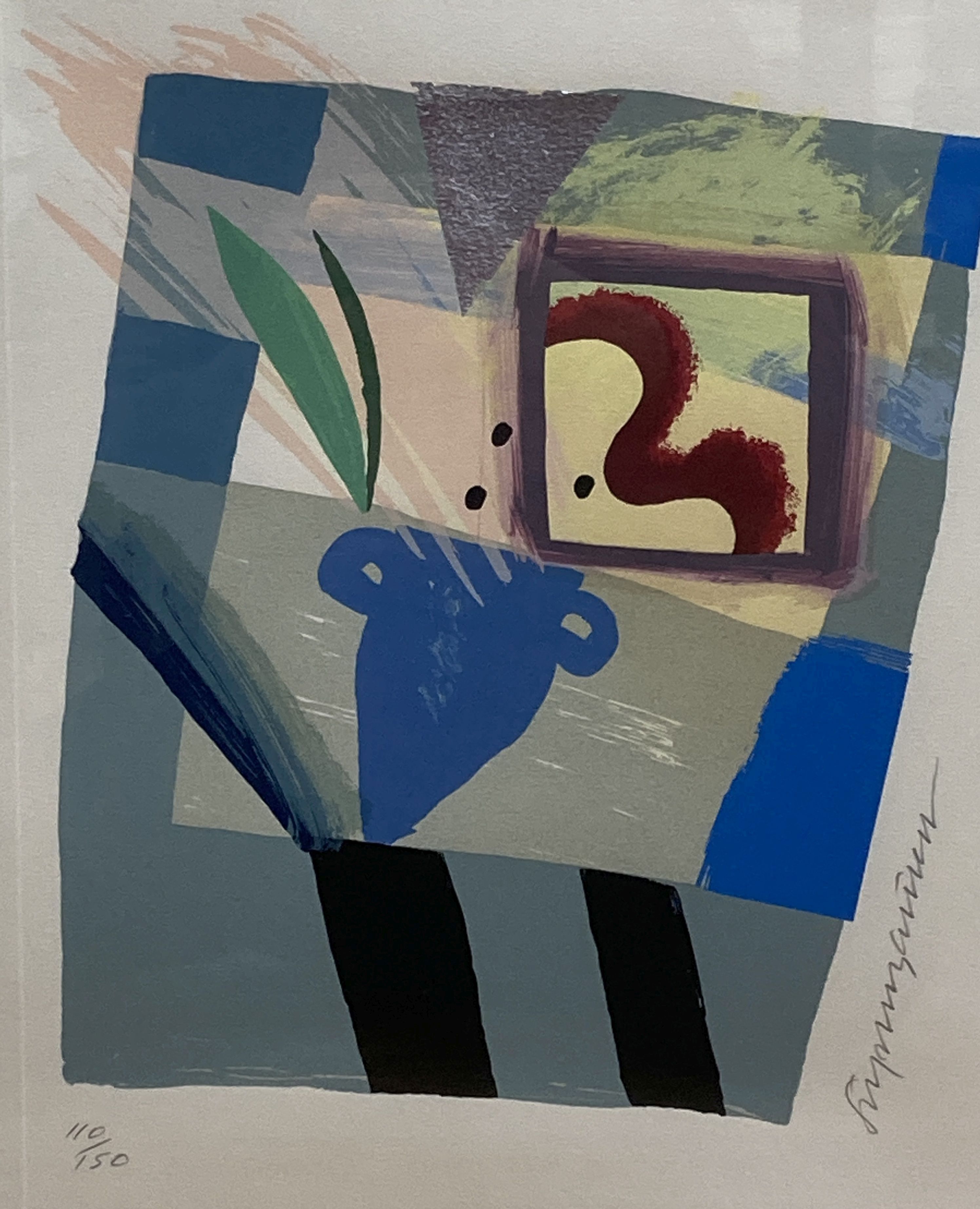 Stephen Bartlett (1942-), screenprint, 'Winter', signed, 110/150, overall 54 x 47cm and Hazel Morris (Contemporary), oil on board, Riverside Trees, 61 x 45cm